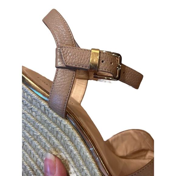 Cole Haan Heels Womens 8.5 B Hart Slingback Espadrille Wedge Beige Faux Leather - Picture 10 of 12